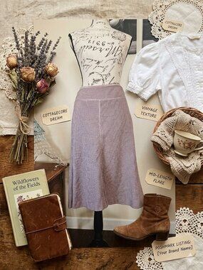 Vintage 90s Ann Taylor A-Line Midi Skirt | Lavender | Size 6 | Cottage Core